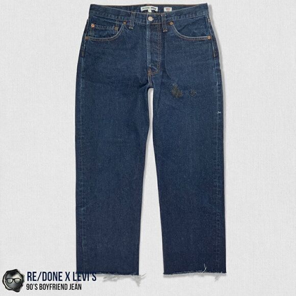RE/DONE x LEVI’S 90’S BOYFRIEND JEAN IN INDIGO RECONSTRUCTED VINTAGE DENIM 26 - Picture 4 of 16
